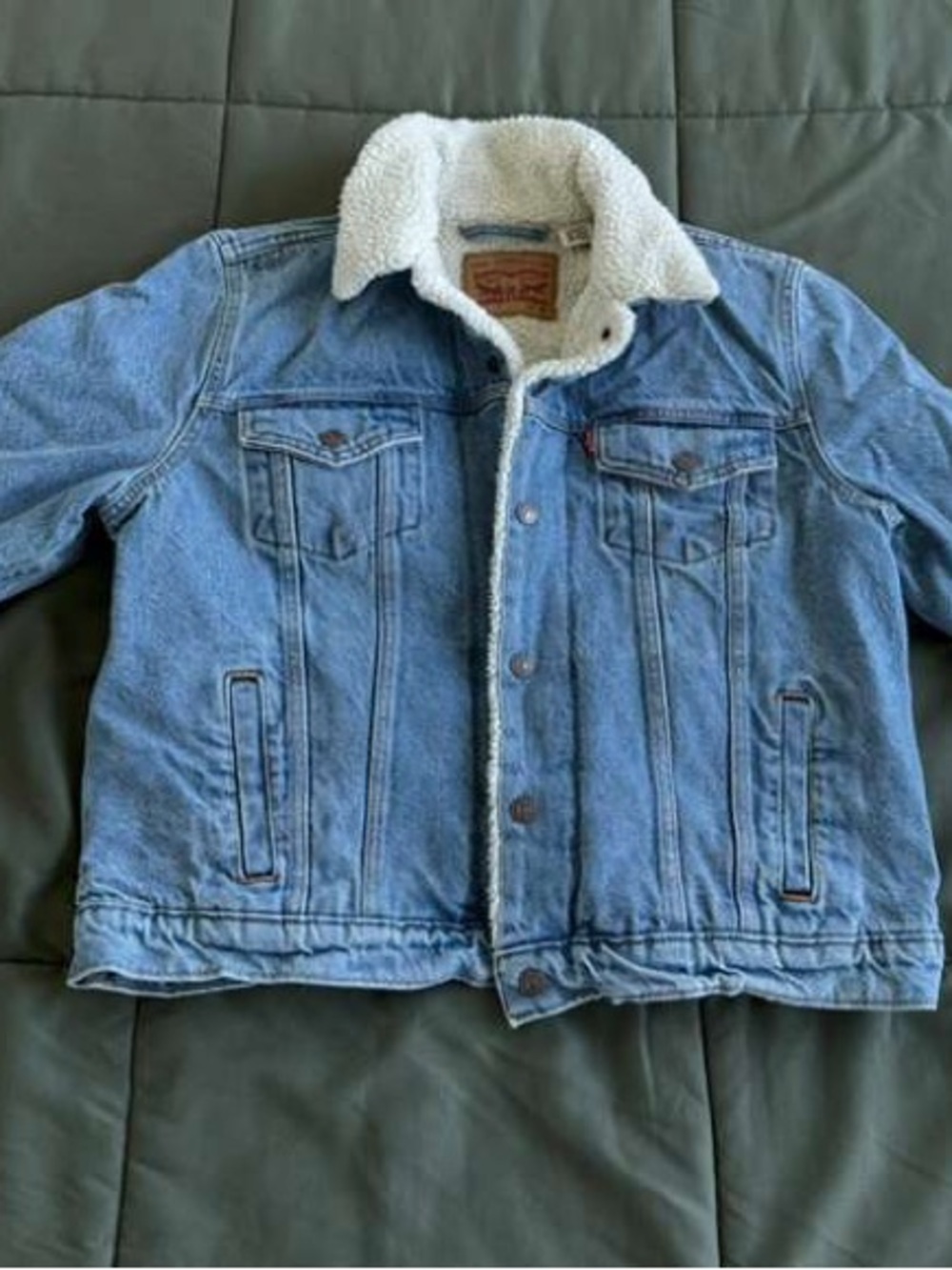 Levi's Light Blue Denim Sherpa Jacket with White Collar